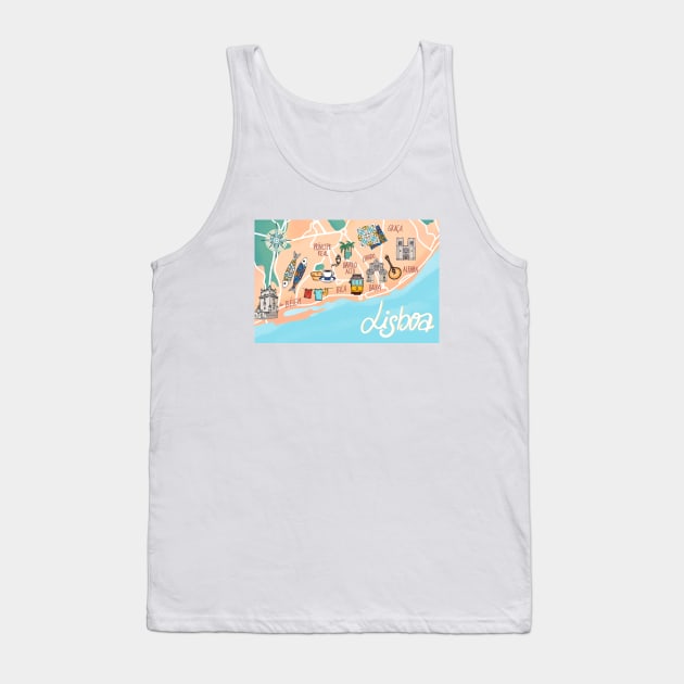 Lisbon map Tank Top by Claudia-Brueggen